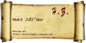 Hohl Zádor névjegykártya